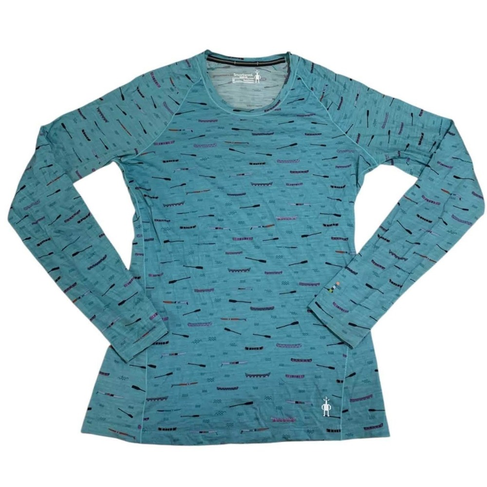 Smartwool Merino 150 Base Layer Top Womens Medium Blue Canoe Paddle Gorpcore LS